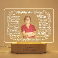Cadeaux personnalisés de sympathie pour la perte de maman, cadres photo personnalisés en mémoire de personnes chères, plaque commémorative avec texte, veilleuse