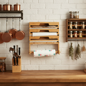 Distributeur de <span class=keywords><strong>film</strong></span> alimentaire 4 en 1 avec coupe-<span class=keywords><strong>film</strong></span> <span class=keywords><strong>et</strong></span> porte-serviettes en papier, distributeur de papier aluminium, support de rangement, outil de cuisine - Product Image 4