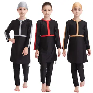 TSM-8P032 New Kids Girls Muslim Swimwear Islamic Modest Swimminkini Swimsuit Costume Girls 3pcs BurFull Coverage Long Sleeve