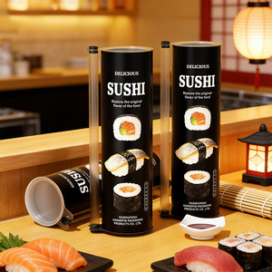กล่องกระดาษทรงกระบอกแบบพับได้สำหรับใส่ซูชิ พิมพ์ลายได้ตามต้องการ เป็นมิตรต่อสิ่งแวดล้อม ใช้ได้กับอาหาร ปลอดภัยสำหรับบรรจุภัณฑ์ซูชิ - Product Image 1