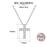 Hxjkc INS — bijoux en argent sterling 925 pour femmes, collier avec chaîne à maillons en diamant, pierre précieuse carrée en zircon, pendentif en croix