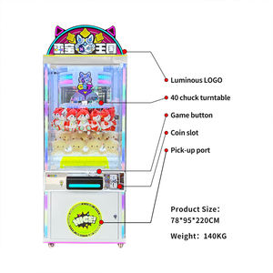 Machine à griffes à monnayeur en promotion avec 60 grandes pinces, jeu de la chance avec <span class=keywords><strong>roue</strong></span>, cadeau à saisir pour enfants, prise personnalisée 220V, métal anglais - Product Image 3
