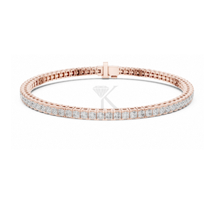 Pulsera de eternidad con diamantes cultivados en laboratorio de corte princesa clásico en oro amarillo de 14 quilates con cadena de eslabones cuadrados, elegante joyería fina para mujer. - Product Image 5