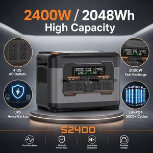 Générateur solaire portable 2400W, batterie UPS, charge rapide, 4 prises AC, onde sinusoïdale pure, alimentation de secours à domicile - Product Image 3