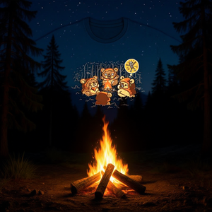 T-shirt Campfire Tales en coton noir, unisexe, taille adulte moyenne, design imprimé graphique - Product Image 3