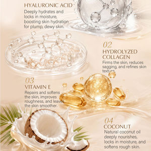 Fabricant en gros OEM/ODM Marque privée Masque en feuille raffermissant à l'acide hyaluronique, au collagène hydrolysé, à la vitamine E et à l'extrait de noix de coco - Product Image 5