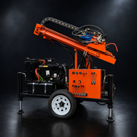 Foreuse rotative diesel portable sur roues FY-260L 22HP avec moteur, boîte de vitesses et pompe pour puits d'eau, équipement de forage de 260m de profondeur
