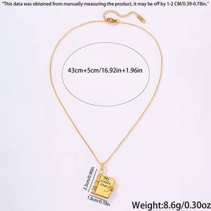 Collar de Acero Inoxidable con Diseño de Tarjeta Postal de Amistad, Popular y Más Vendido, Grabado con Diseño de Libro, Sobre de Carta de Amor, Colgante de Regalo - Product Image 3