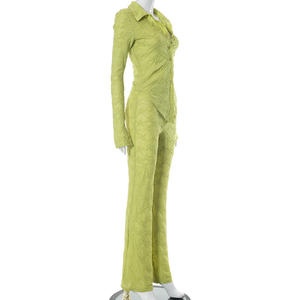 ZHEZHE di tendenza primavera <span class=keywords><strong>Boutique</strong></span> abbigliamento donna Street Wear moda manica lunga irregolare camicia e pantaloni 2 pezzi - Product Image 3