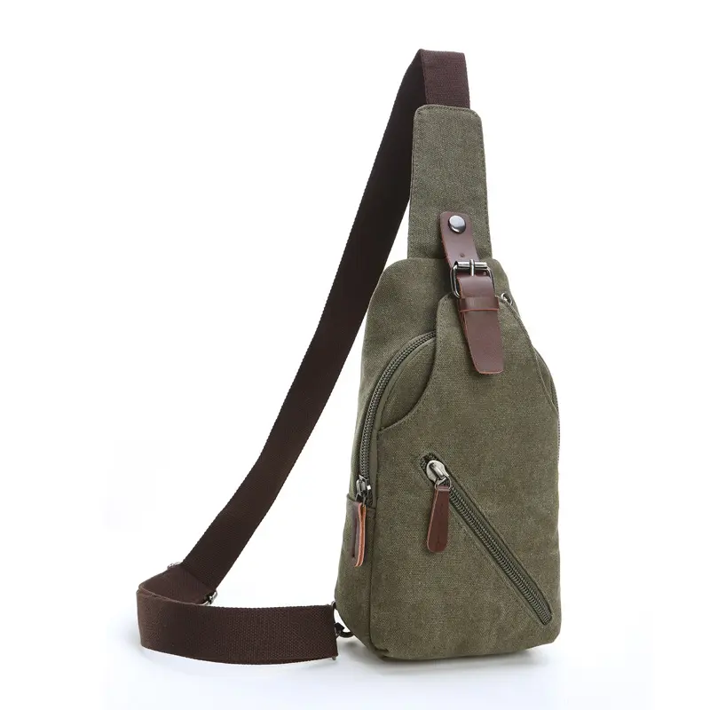 Wholesale blank durable canvas sling pack chest bag for men