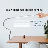Lampe de bureau LED tactile flexible à intensité réglable avec pince amovible pour sèche-ongles et table de manucure, alimentation électrique