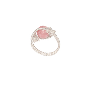 Fashion Women Accessories 100% Natural Gemstone Simple Peach Pink Crystal Ring for Elegant Handmade Jewelry - Product Image 2