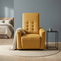 Fauteuil inclinable électrique ergonomique PUZE PZ108 jaune pour personnes âgées avec fonction de massage, interface USB et support en bois