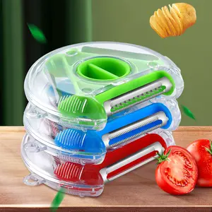 Pelador rotativo multiusos de acero inoxidable, 3 en 1, para verduras, frutas y patatas