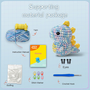 Kit de <span class=keywords><strong>crochet</strong></span> de dinosaure coloré complet pour débutants - Ensemble de bricolage tout-en-un avec fil, <span class=keywords><strong>crochet</strong></span>, yeux et guide étape par étape - Product Image 3