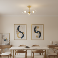 Plafonnier LED moderne élégant en fer semi-encastré avec 3 globes en verre transparent, lumière blanche chaude 3500K, AC, CRI élevé 80, pour salon