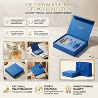 Ensemble d'emballage de parfum bleu de luxe sur mesure, boîte rigide pliable à fermeture magnétique avec insert personnalisé