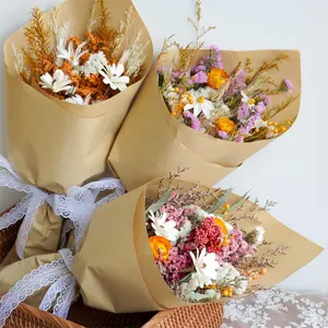 Bouquet de mariage Boho, Bouquet de fleurs séchées personnalisées, herbe de pampa, fleurs séchées brûlées, Mini Bouquet de fleurs séchées naturelles réelles