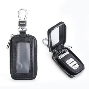 Porte-clés de voiture en cuir de qualité supérieure avec fermeture éclair - Étui élégant et universel pour clés pour hommes et femmes - Cadeau promotionnel prêt à offrir - Product Image 1