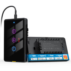 Interrupteur tactile intelligent Tuya WiFi pour ventilateur et éclairage, 2 gangs, norme américaine, avec contrôle par application et prise en charge de l'assistant vocal - Product Image 1