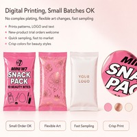 Sacs d'emballage cosmétiques réutilisables et personnalisables avec soufflet central imprimé, scellables à chaud, en PET/PE (CPP) pour fard à joues