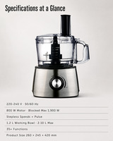 Robot culinaire électrique commercial en acier inoxydable CY-316S avec contrôle de vitesse progressif et fonction Pulse pour usage commercial et domestique