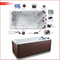 JOYSPA JY8603 4M Acryl-Hydromassage-Schwimmbecken mit Trainingsgeräten Freistehender Endlos-Pool für Außenbereich Hotel Garten