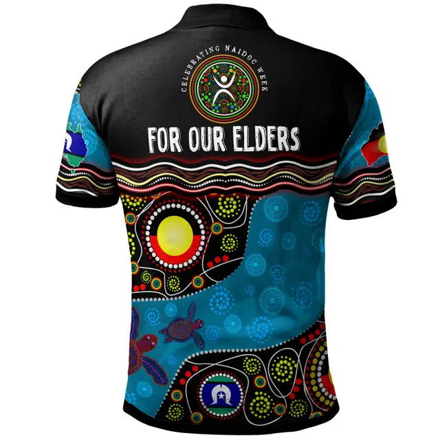 Heren Casual Shirt Custom Australië Cultuur Kunst Met Rivier En Schildpad Aboriginal Stip Art Poloshirts Groothandel Shirt