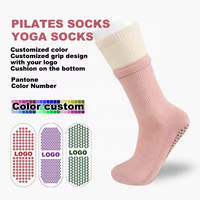 Logo personnalisé sans couture Grip Barre Trampoline Chaussettes Cheville Pilates Chaussettes de yoga antidérapantes Lulu Compression Coton Tube Chaussettes Crew