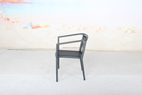 Ensemble de meubles de bistrot pour balcon de restaurant extérieur, table ronde en aluminium Paito, 2 chaises empilables en toile pour 2 personnes