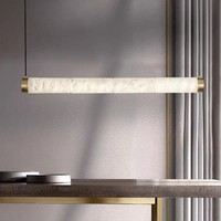 Lustre minimaliste en albâtre espagnol, style nordique, en marbre naturel, pour restaurant, bar, cuisine, avec éclairage LED