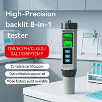 Détecteur de qualité de l'eau MF-X81 en gros d'usine – Stylo testeur 8 paramètres (pH, ORP, TDS, EC, sel, chlore) pour l'analyse de l'eau potable