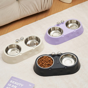 Pet Feeder Double <strong>Bowl</strong> Stainless Steel Slant Dog <strong>Bowl</strong> Slant Neck Protector Cat Leak-Proof Pet <strong>Bowl</strong> - Product Image 4
