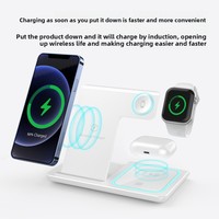 Chargeur sans fil USB-C 15W à charge rapide, pliable trois-en-un, avec lumière d'ambiance, en ABS, pour iPhone 17 et PC de bureau – Meilleures ventes