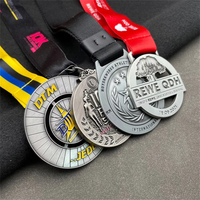 Medallas Personalizadas de Aleación de Zinc con Mapa 3D, Acabado Antiguo en Dos Tonos, Grabables, para Maratones y Desafíos de Fitness