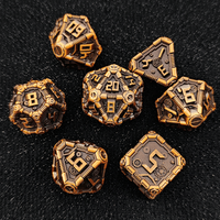 Jeu de dés polyédriques Antique Armor 7 pièces pour RPG et DND, avec chiffres en relief pour jeux de rôle sur table