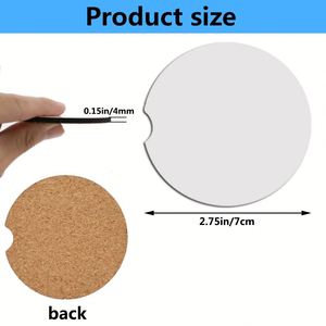 Sous-verres de voiture vierges en MDF avec support en liège pour sublimation, produits en vrac personnalisables - Product Image 6