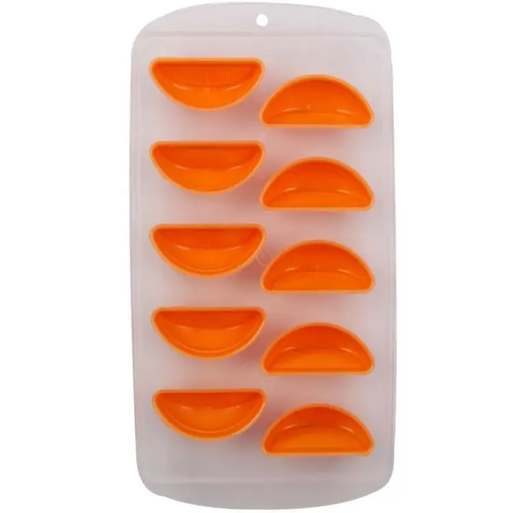 Sıcak satış çok amaçlı plastik sevimli turuncu şekilli buz kafes kullanımlık silikon buz küpü kalıp tepsisi