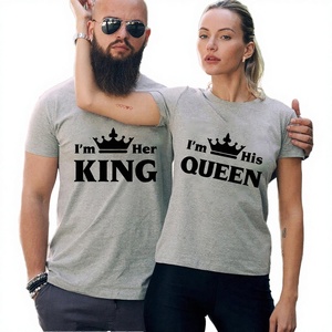 T-shirts imprimés « I'm His Q I'm Her K » pour hommes et femmes, décontractés, respirants, anti-boulochage, pour couples, été, vente chaude, graphiques Harajuku - Product Image 2