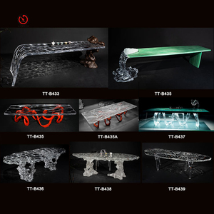 โต๊ะรับประทานอาหารคริสตัลแพลทินัมใสไม่เรียบดีไซน์พิเศษทันสมัยสำหรับร้านอาหารสำนักงานโรงแรม - Product Image 6