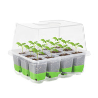 Plateau de semis en silicone à 12 alvéoles avec couvercle haut, réutilisable, en plastique, pour germination et plantation en pépinière ou en jardin