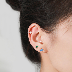 Pendientes de tuerca de piedra natal de Diciembre coloridos de Plata de Ley 925 de Ailmay para uso diario, <span class=keywords><strong>vacaciones</strong></span> y citas para mujeres - Product Image 2