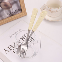 Ensemble de couverts en acier inoxydable de luxe moderne avec manches en céramique, lavable au lave-vaisselle, réutilisable, durable, pour les occasions de mariage