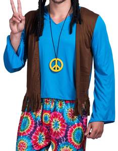 Déguisement Homme Rétro Années 70 Hippie Amour et Paix, Combinaison Vintage pour Adulte, Tenue de Fête Carnaval Halloween Style Pirate - Product Image 2