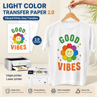 Papier de transfert thermique jet d'encre OEM A4 2.0 pour vêtements clairs, t-shirts en coton, papier de transfert thermocollant pour la création et l'impression DIY