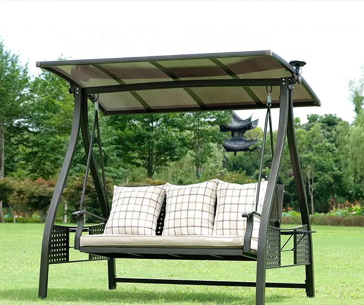 Best selling swinging chair outdoor triple seat garden furniture set adult patio swings