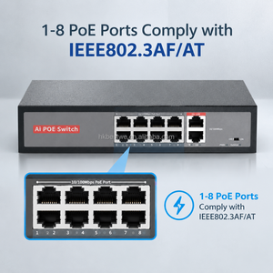 Switch PoE de 8 puertos con 2 puertos de enlace ascendente no administrados de 10/100Mbps IEEE802.3af/at, 30W por puerto, Switch Ethernet PoE de larga distancia de 250m - Product Image 2