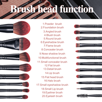 Kits de pinceaux de maquillage de haute qualité BS-MALL, 20 pièces, OEM, étiquette privée noire, pinceaux pour le visage, le fond de teint, les fards à paupières, avec porte-pinceaux