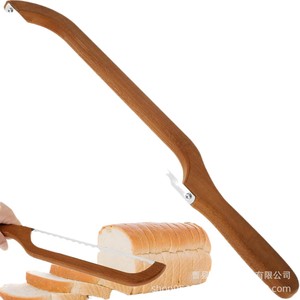 Cortador de pan de madera para uso transfronterizo, cuchillo de pan serrado, cortador de pan de madera maciza sencillo para repostería, utensilio de cocina - Product Image 5