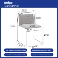 Chaise de salle à manger de style vintage italien Bauhaus, dossier en coton-lin, revêtement doux, structure métallique, sensation haut de gamme pour la maison